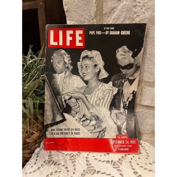 LIFE Magazine Other - Vintage LIFE Magazine September 24 1951 Gene Tierney Graham Greene Pope Pius XII